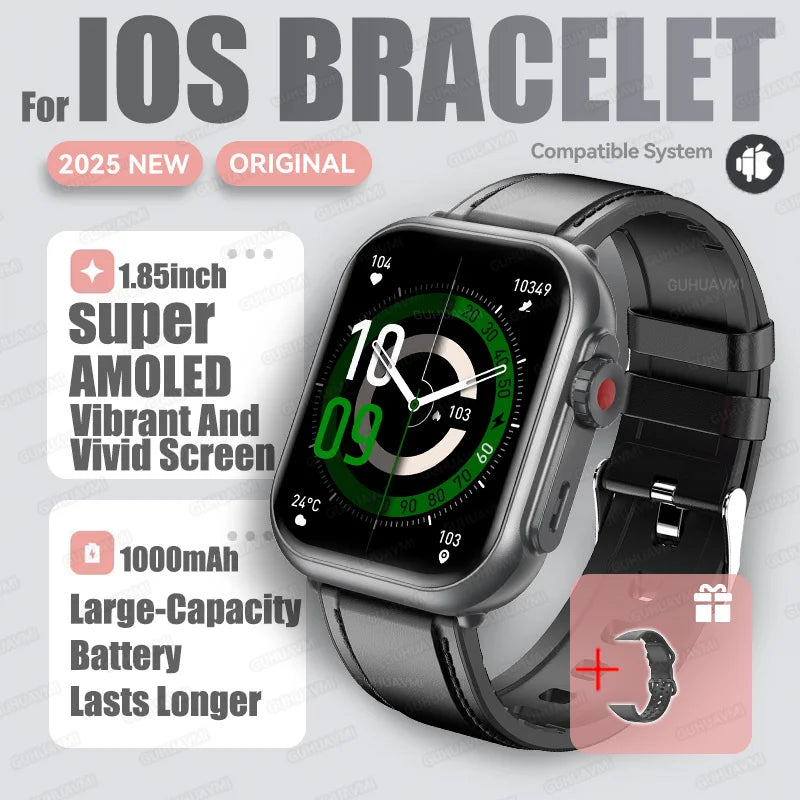 2025 New For Huawei Xiaomi Smart Watch Men Women 1.85-Inch HD AMOLED Full Touch Screen IP68 Waterproof Bluetooth Call SmartWatch