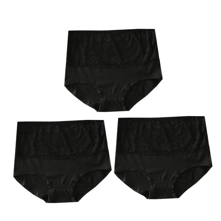 3pcs Women's Panties High Waist Underwear Large Size Fashion Girls Briefs Cow Milk Silk Breathable Lace Panty Female Lingerie