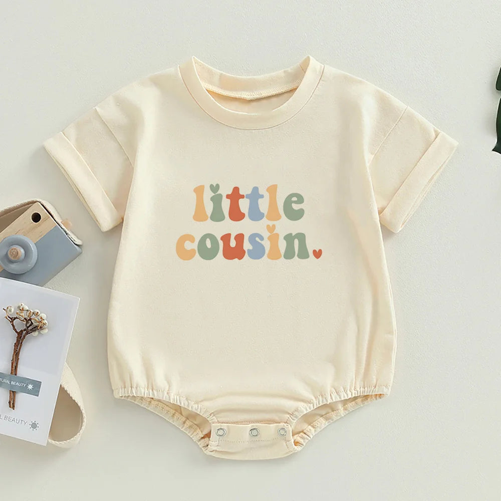 Retro Cousin Crew Kleinkind übergroße T-Shirt Stram pler große kleine Cousine Baby Bubble Stram pler Bodysuit süße Baby Outfits.