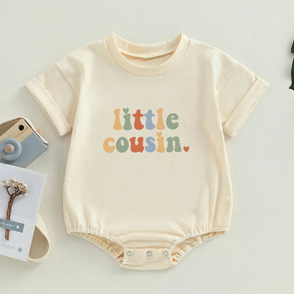 Retro Cousin Crew Kleinkind übergroße T-Shirt Stram pler große kleine Cousine Baby Bubble Stram pler Bodysuit süße Baby Outfits.