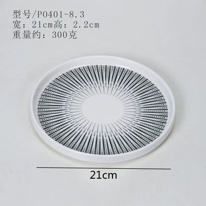 Melamine Tableware Set Round Dinner Plate Western Steak Plates Serving Fruit Salad Bowl Dessert Snack Tray.