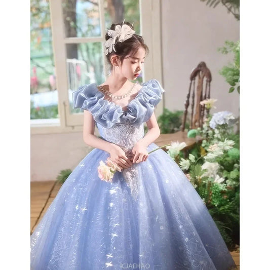 Elegangt Mädchen Abendkleid Luxus Prinzessin Kleid Geburtstag Party Pageant Outfit Kinder Klavier Rezitieren Leistung Formelle Kleidung