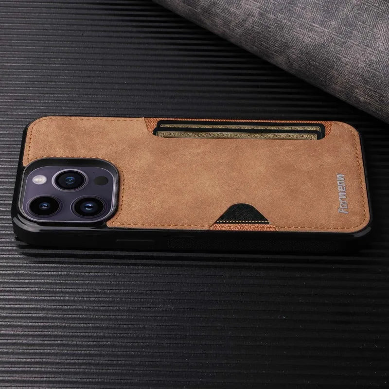 Retro Card Holder Phone Case for iPhone 16 15 14 13 12 11 Pro Max 16E Mini XS XR SE 7 8 Plus Busines Wallet PU Leather Cover.