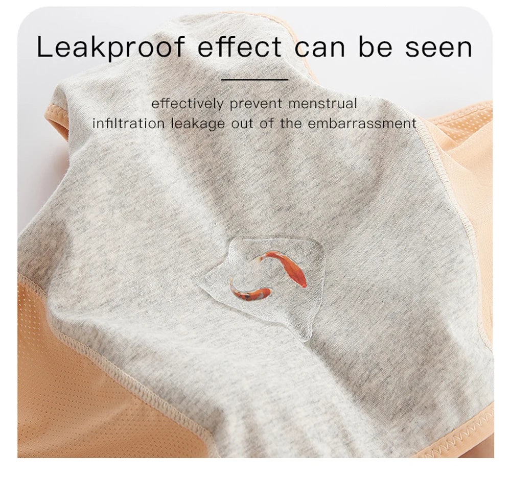 4pcs Women Menstrual Panties+gift Menstrual Cup Female Period Leak Proof Underwear Plus Size Maternal Physiological Briefs.