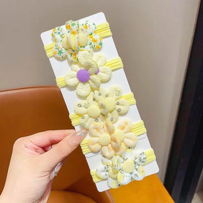 Colorful Flower High Elasticity No-Damage Towel Ring for Girls Cute Baby Hair Ties Comfortable Soft Hair Bands for Kids.