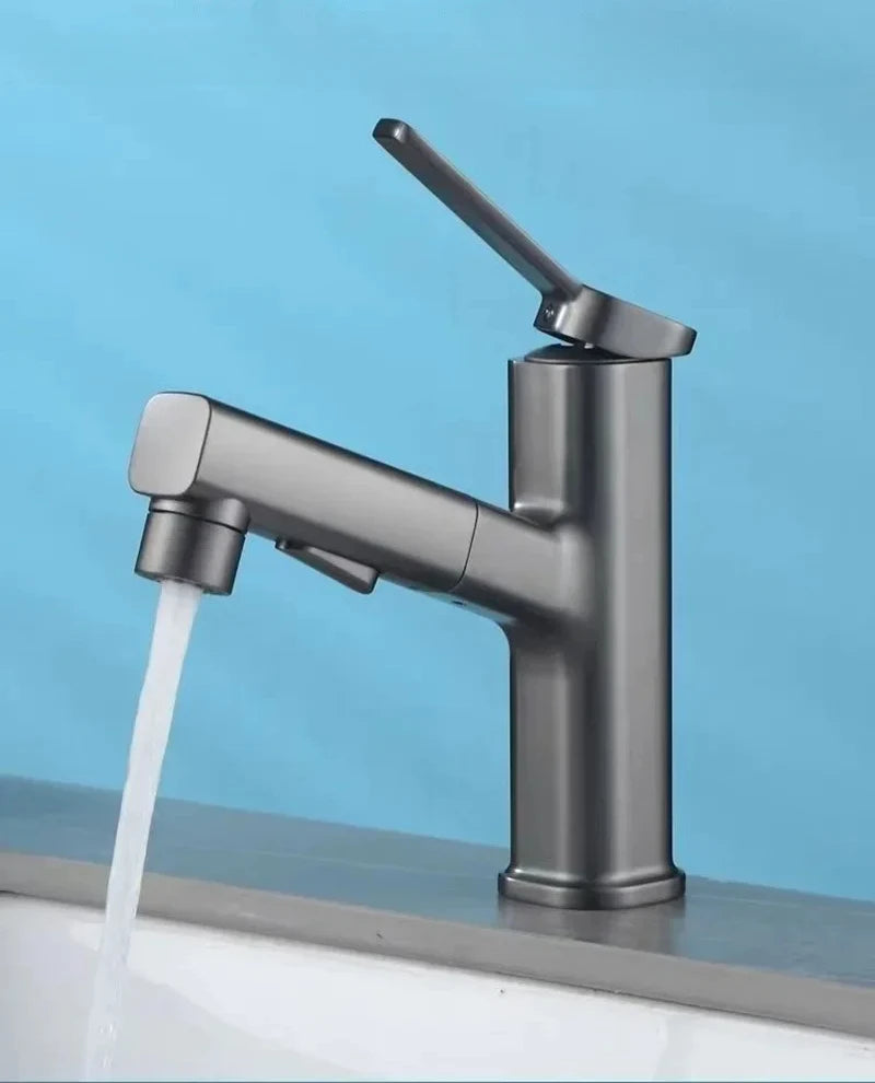 3 Function Stream Sprayer Hot Cold Brass Washbasin Faucet for Bathroom Single Handle Dual Hole Pull Out Basin Sink Mixer Tap