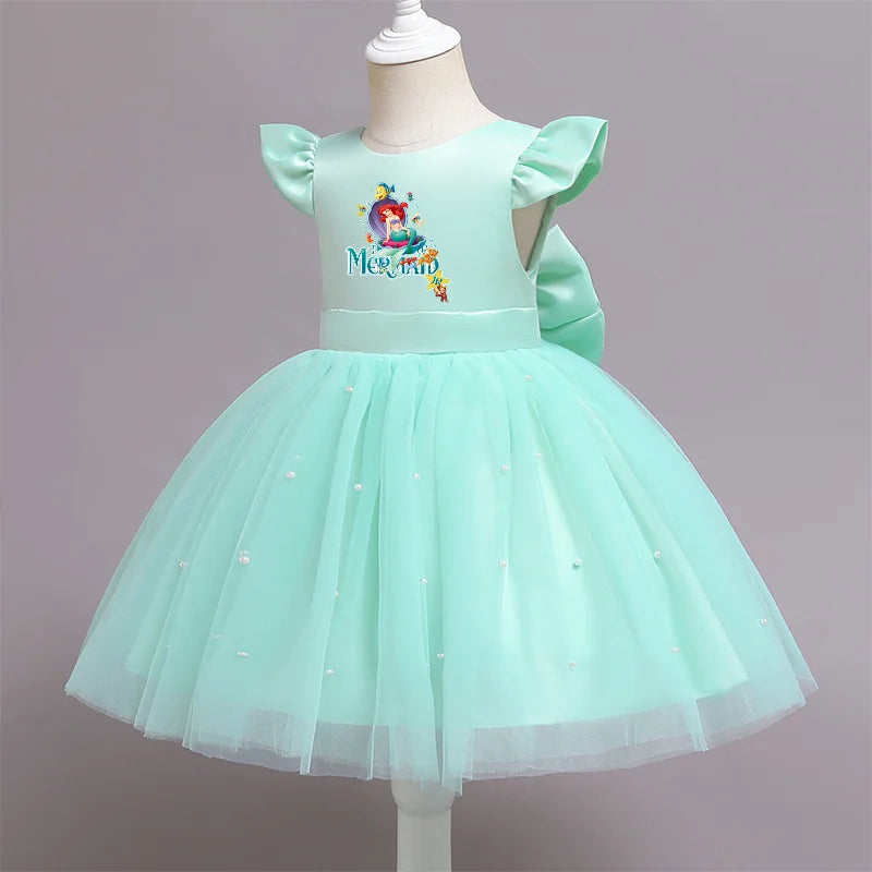 Die kleine Meerjungfrau elegante Prinzessin Spitze Kleid Kinder kleider für Mädchen Vintage Kinder Geburtstags feier Kleider Weihnachts kleidung