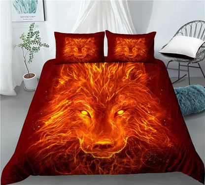 Home Living Luxury 3D Wolf Print 2/3Pcs Comfortable Duvet Cover PillowCase Bedding Sets Queen And King EU/US/AU Size.
