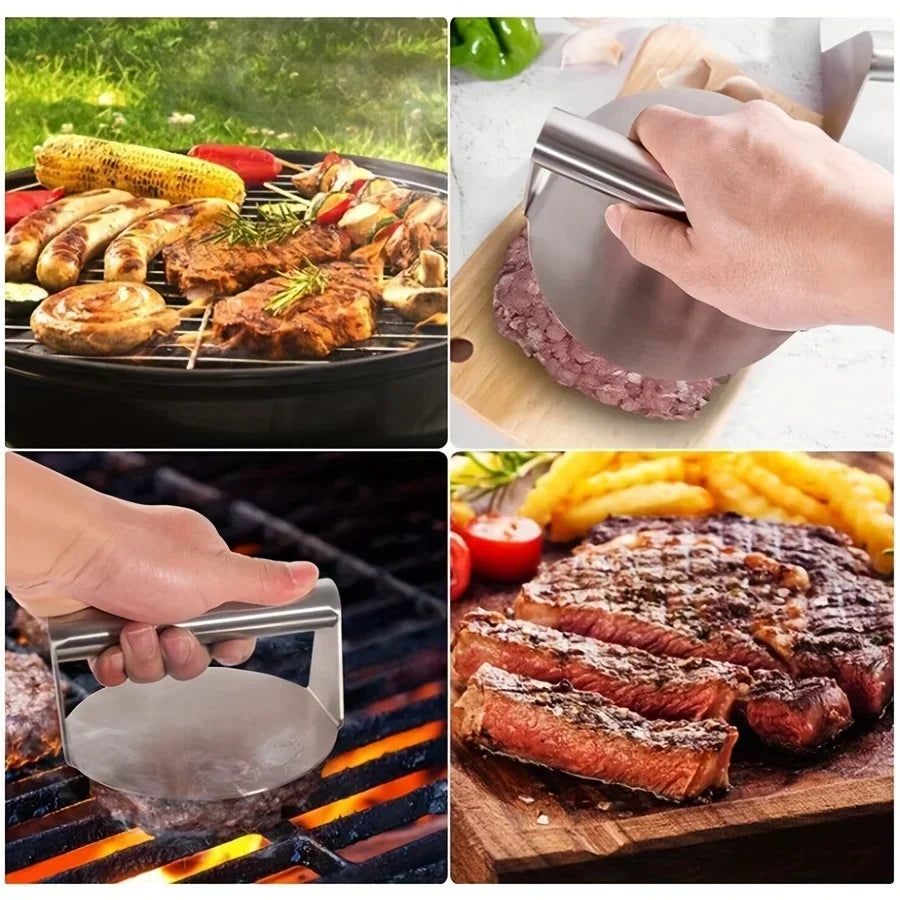 Stainless Steel Smash Burger Press Hamburger Patties Meat Masher Circular Meat Press Mold for Deli Meats Kitchen Accessories.