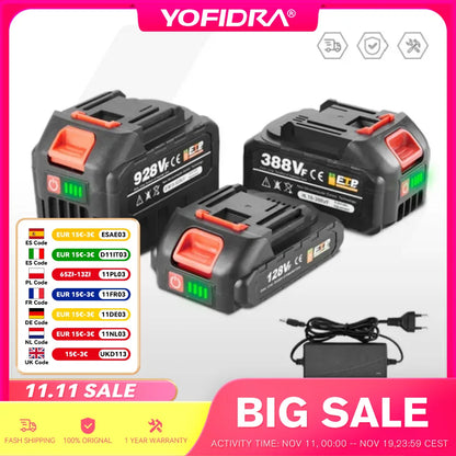 YOFIDRA 18–20 V wiederaufladbarer 22500 mAh 928 VF 388 VF 128 VF Plus Lithium-Ionen-Akku für 21 V 18 V Elektrowerkzeug-Ersatzakku