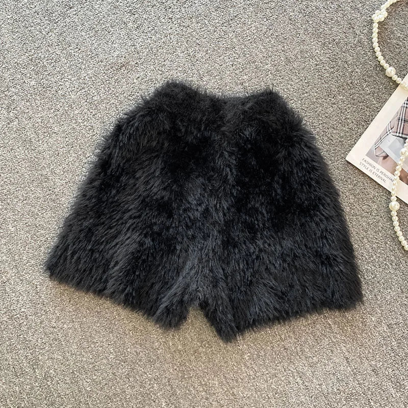 Autumn Winter New Knitted Shorts Women Korean High Waist Bottoms Causal Fashion Warm Sweater Short Femme