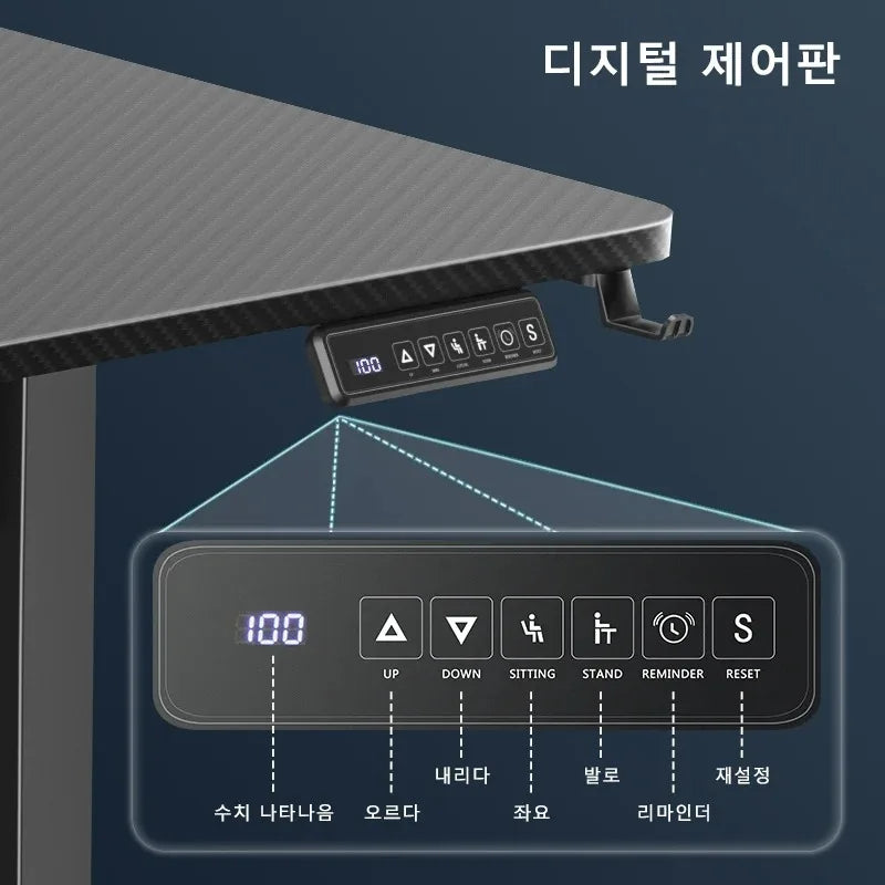 Höhenverstellbarer Schreibtisch mit Bewegung, elektrisch, zum Sitzen und Aufstehen, Computertisch, moderner, anhebbarer, motorisierter Gaming-Desktop, Heimbüro-Schreibtische