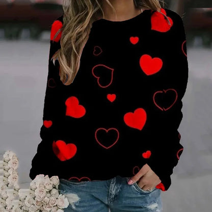Love Heart Sweatshirts 3D Print Hoodie Women Fashion Streetwear Oversized O-Neck Hoodies Harajuku Woman Pullovers Woman Clothing