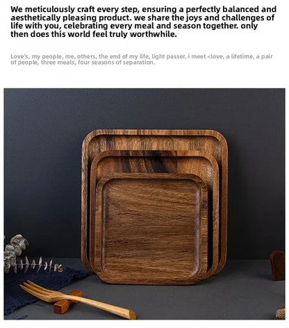 Square Wooden Serving Tray Hotel Style Ins round Corner Plate Wooden Material Jewelry Packaging And Display Tools.