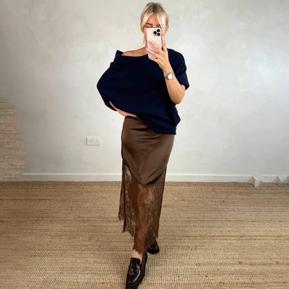 Tuularose Vintage Lace Skirts Fashion Lace Patchwork Sexy See Through Skirts High Street Elegant Party Streetwear Women's Skirts.