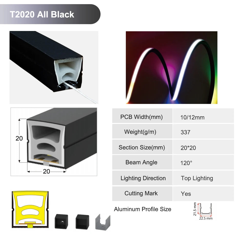 Waterproof Silicone Neon Cover Tube Flexible Soft Silica Gel for WS2811 WS2812B 5050 COB LED Strip Light Multiple Length 1m-5m.