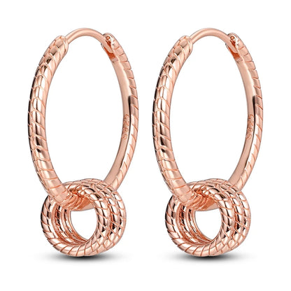 925 Sterling Silver Gold Color Circular Hoop Earrings Golden Earring Fit Original Charms Diy Fine Jewelry For Fashion Women