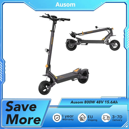 Aumom Electric Scooter, 800W 48V 15.6Ah Battery, 10 inch Tires, 45 km/h Max Speed, 70km Range, Disc Brakes, NFC & Passcode Lock.