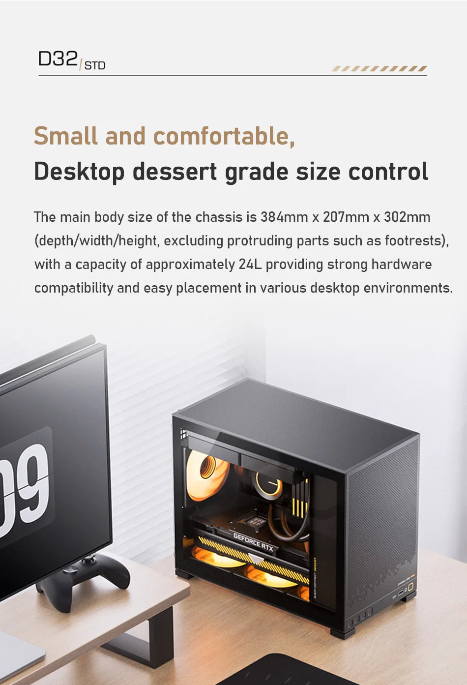 Jonsbo D32 STD/PRO MINI Desktop Case MINI-ITX MATX PC Case Support ATX/SFX Power Supply 240Water Cooling Computer Office Chassis.