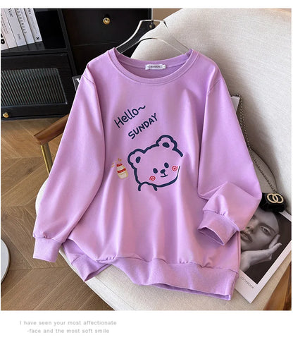 170 kg Plus Größe Damen Büste 170 Frühling Herbst Lose Langarm Cartoon Print Pullover Sweatshirts 4XL 5XL 6XL 7XL 8XL 9XL