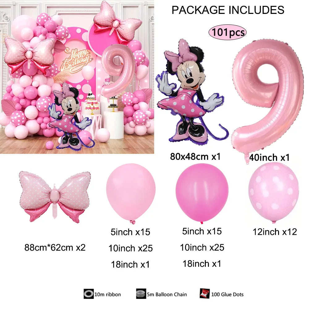 1Set Cartoon Minnie Maus Rosa Anzahl Ballons Girlande Bogen Kit Set Mädchen Prinzessin Geburtstag Party Baby Dusche Dekoration Geschenke.