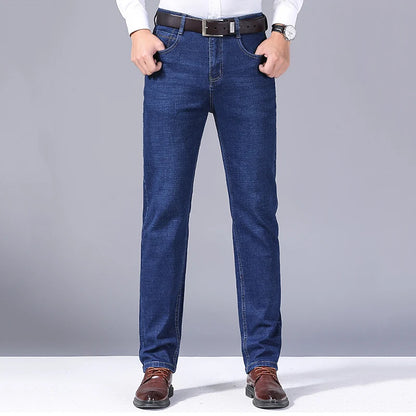 2024 Fashion Men Stretch Loose Straight Jeans Casual Elastic Slim Fit Denim Pants Male Brand Business Trousers Large size 38 40