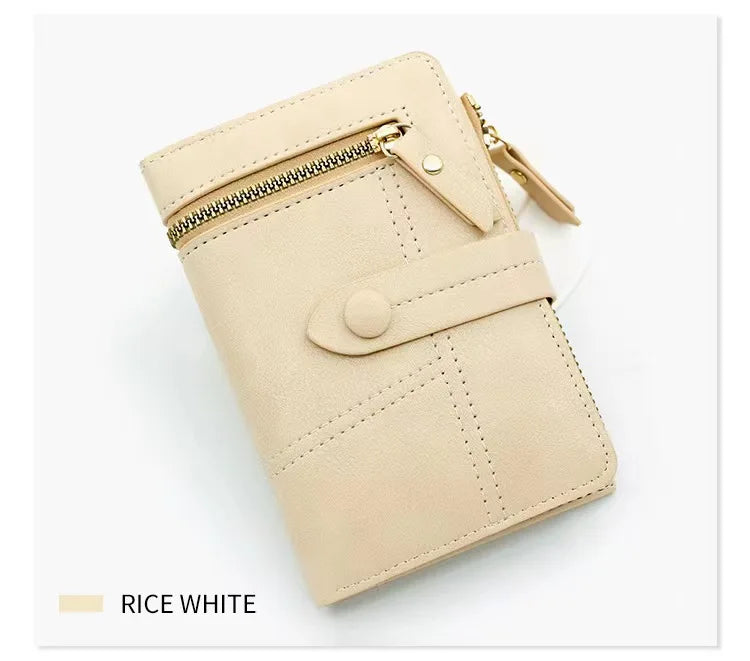New Short Women's Wallet, Japanese-style Small Fragrant Style Pu Leather Zipper Trendy Change Bag.