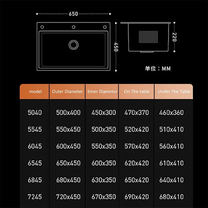 304 Stainless Steel Kitchen Sink Farmhouse Above Counter Undermounter Single Wash Basin with Gourmet Faucet Drain Accessories