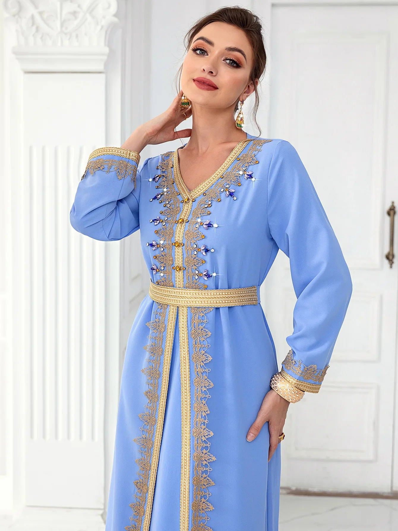 Schlanke Diamant Frauen Kleid türkische Bescheidenheit Robe elegante Mode langes Kleid arabische muslimische Kleid Abaya Langarm islamische Kleidung.
