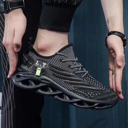 YRZL Männer Sport Laufen Schwarz Jogging Schuhe Casual Turnschuhe Outdoor Atmungsaktive Mesh Frauen Licht Stoßdämpfung Schwarz Tennis