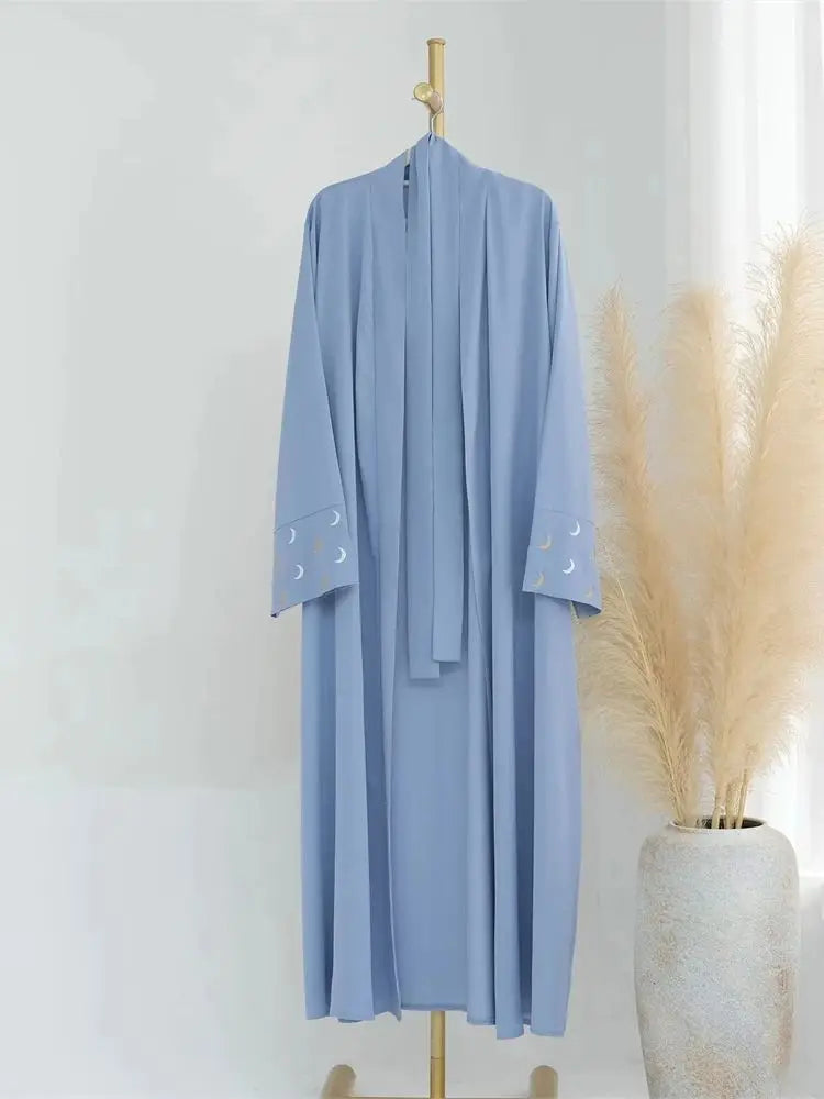 Ramadan Moon Embroidered Abaya Kimono Damen Dubai Luxury 2025 Islam Muslim Kaftan Modest Dress Kebaya Caftan Abayas For Women.