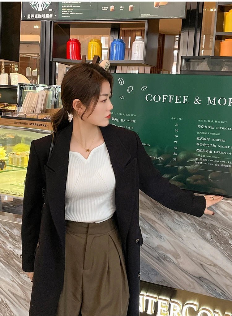 2025 grundlegende V-ausschnitt Chic Herbst Winter Pullover Frauen Weibliche Gestrickte Rippen Pullover Dünne Lange Hülse Badycon Hohe Qualität Pullover.