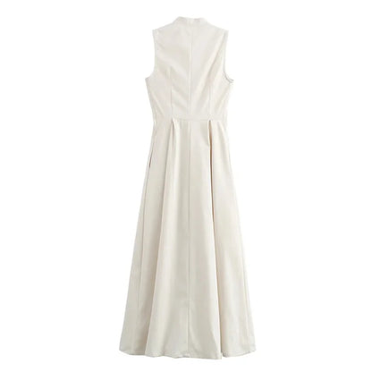 MUJER Zipper Langes Kleid Frau Plissee Ärmelloses, Figurbetontes Kleid Sommer Elegante Party Kleider Für Frauen 2025, Neue Midi Kleider