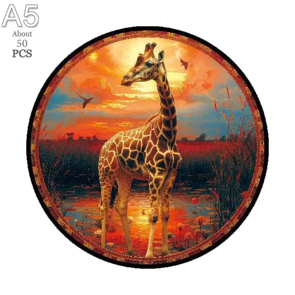 Giraffe Wooden Animal Puzzle Medium Difficulty Wood Jigsaws for Kids Adults Dragonfly Jigsaw Interesting Intelligent Toys