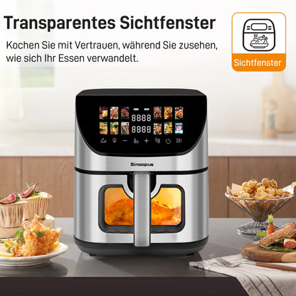 8.5L Multi Function air fryers Smart machine Viewing Window Electric Hot fryer Oilless Cooker with LED Touch Control,Family oven.