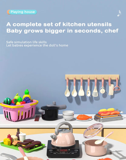 Kids Kitchen Toy Accessories, Pretend Cooking Playset with Play Pots and Pans, Utensils Cookware Toys, Play Food Set, Toy Vegeta.