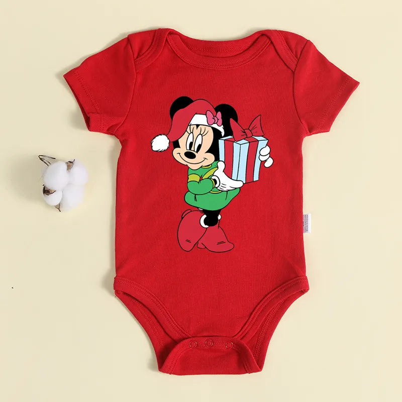 Weihnachten Neugeborene Baby Roten Strampler 100% Baumwolle Baby Mickey Print Infant Outfit Baby Mädchen Jungen Body Disney Kleidung Weihnachten Geschenk.