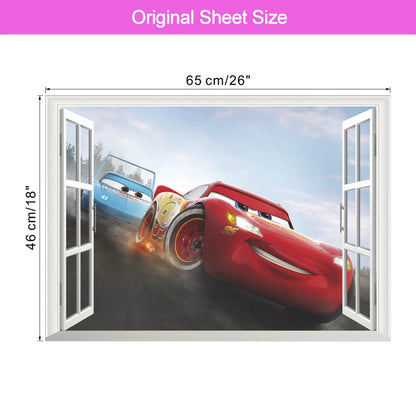 3d Macqueen Cars Broken Hole Wall Sticker For Kids Bedroom Home Decoration Cartoon Anime Mural Art Pvc Movie Poster Boys Decals.