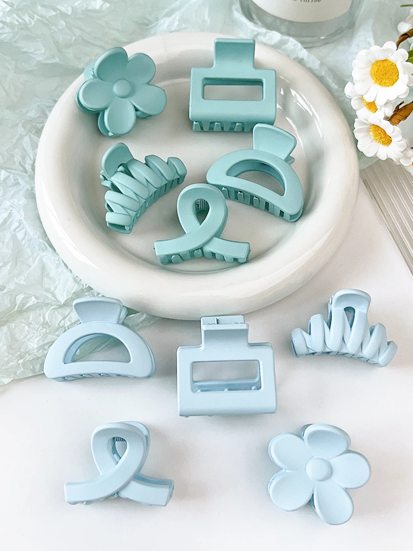 10 Pcs Pink Small Claw Clips Set,Matte Tiny Flower Jaw Clips for Women Girls,5 Style Nonslip for Thin Medium Fine Hair