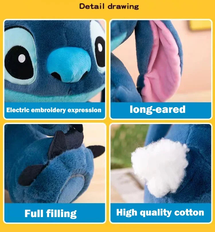 35-80CM Disney Lilo & Stitch Doll Cartoon Angel Plush Toy Cute Anime Soft Stuffed Kawaii Companion Children's Birthday Gift.