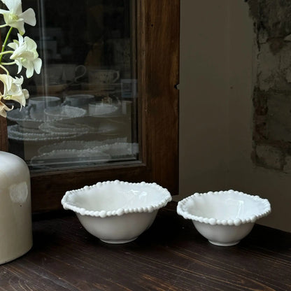 French Irregular Pearl Ceramic Plate Bead Bead Ceramic Plate Ceramic Bowl  Cup Dessert.