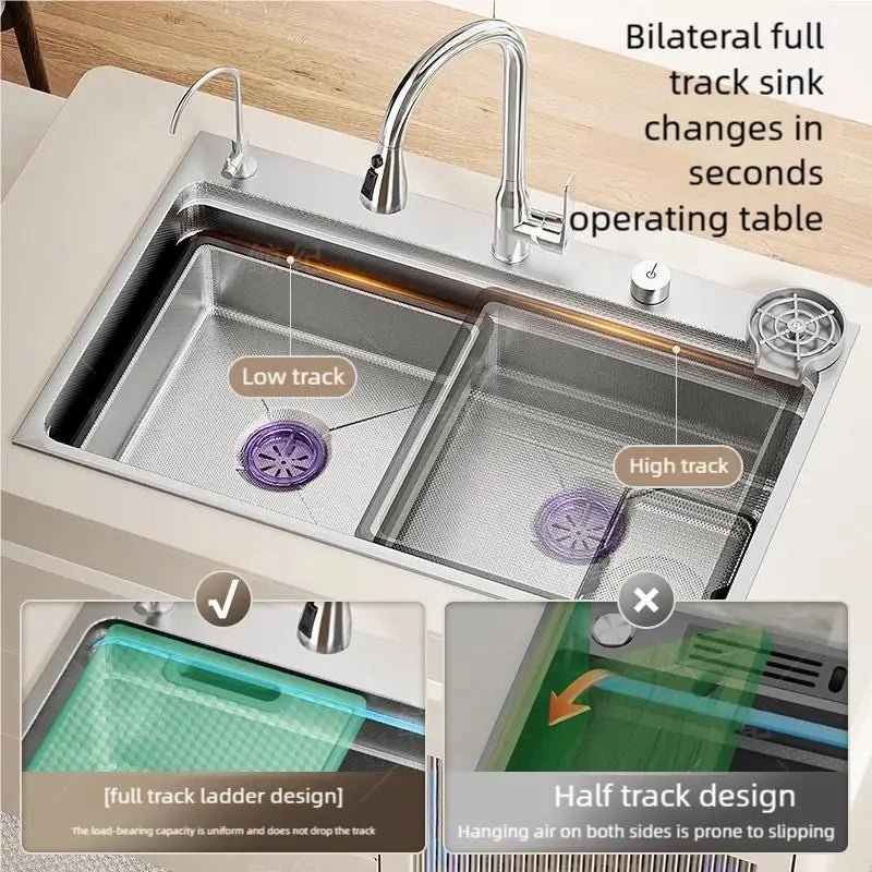 Household Rust Proof 304 Stainless Steel Kitchen Sink Handcrafted Thickened Undermount Wash Vegetable Basin Large Single Slot