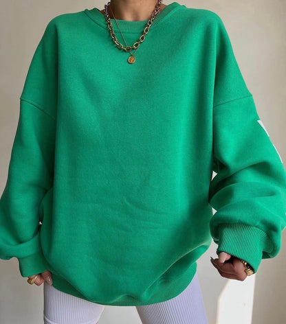 Combhasaki Damen Y2K Grunge Lose Pullover Sweatshirts Brief Drucken Lässige Verdickte Langarm Tops Herbst Hoodie Streetwear