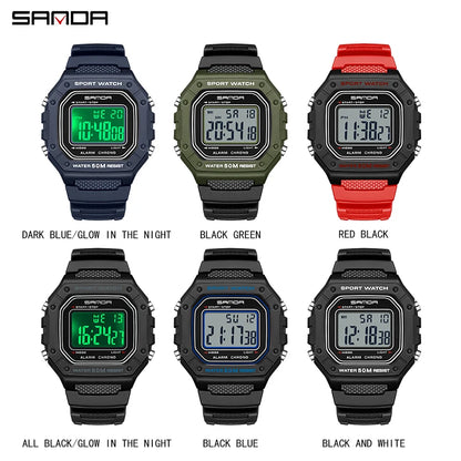 SANDA 2156 Fashion Mens Watch Military Water Resistant Sport Watches Army Big Dial Led Digital Wristwatches Stopwatches For Male.