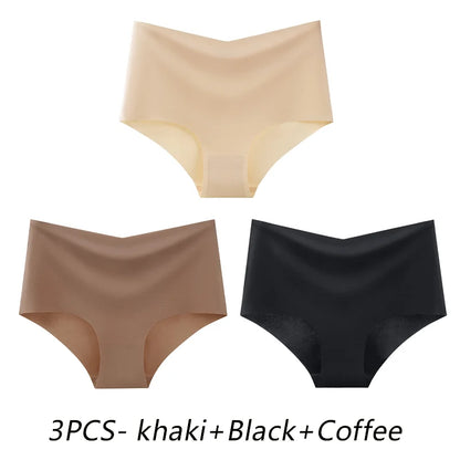 3PCS SET High Waist Panties Ice Silk Seamless Panty for Women Plus Size Sexy Comfortable Breathable Underwear S-3XL.