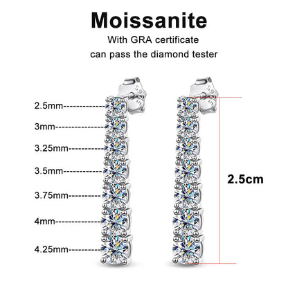 KNOBSPIN D VVS1 Moissanite Pandent Earrings for Woman Wedding Jewely with GRA s925 Sterling Sliver Plated 18k White Gold Earring.