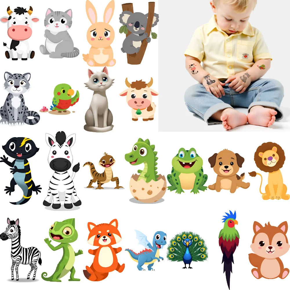 54 stücke Temporäre Tattoo Drachen Cartoon Panda Pfau Wasserdicht langlebige Körper Aufkleber Chamäleon Für Arme Wangen Mädchen.