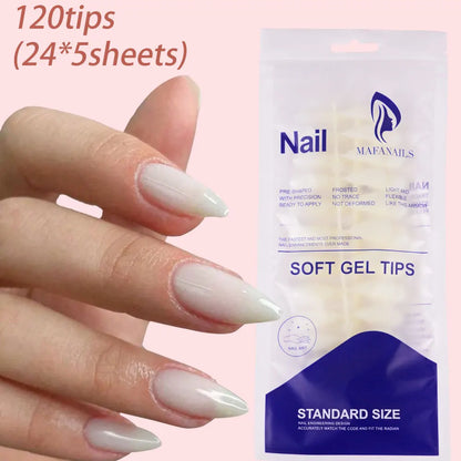 120Pcs Glossy White Almond Press on Nails Medium Full Cover False Nail Tips for Women Elegant Nail Art Extension Fake Fingertip.