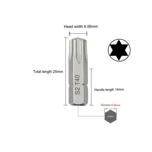 1 Zoll T6 T7 T8 T9 T10 T15 Torx-Schraubendreher-Bit-Set S2 Stahl 1/4 Zoll 6,35 mm Sechskantschaft Elektrowerkzeuge