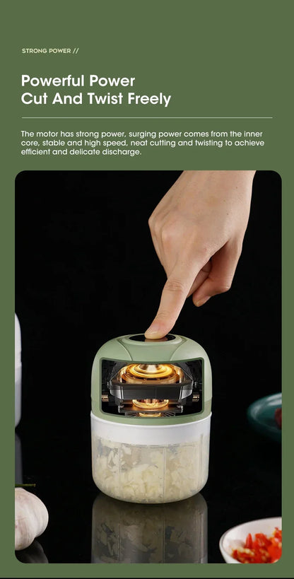 Electric Garlic Purer 250ML Mini Electric Garlic Chopper USB Charging Ginger Vegetable Cutter Food Chopper Kitchen Tools.